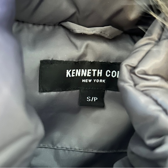 Kenneth Cole Women's Charcoal Puffer Coat with Faux Fur Hood - Picture 3 of 5